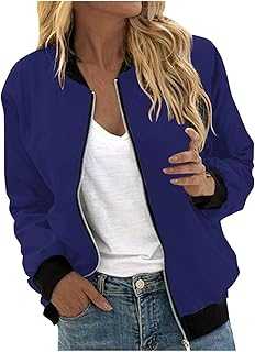 AMhomely Womens Lightweight Bomber Jackets Cropped Zip up Coats Long Sleeve Winter Warm Jackets Trendy Quilted Jackets Casual Windbreaker Military Outerwear