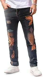 Gulots Men's Ripped Jeans Classic Comfort Regular Fit Basic Denim Pants for Men Casual Slim Fit Skinny Jean with Pockets