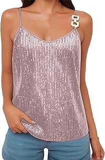 Sequins Camisole Tops For Women Holiday Night Club Concert Outfits Sexy Spaghetti Strap Glitter Tank Tops Belle Tops for Women