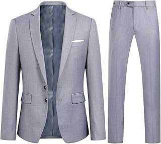 YOUTHUP Mens Suit Slim Fit 2 Piece Formal Business Wedding Suits Casual Tuxedo Blazer and Trousers
