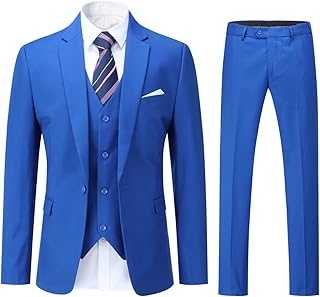 YOUTHUP Mens 3 Piece Suit Formal Business Slim Fit Suits 1 Button Solid Blazer Waistcoat Pants
