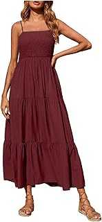 Women's Slip Dress Summer Dress for Women UK Sexy Sleeveless Formal Dresses Flowy Swing Beach Dress Beach Party Sundress Bohemian Flowy Long Dress