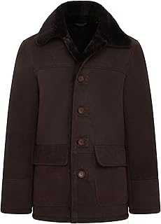 Men's Classic Brown Real Sheepskin Shearling Suede Leather Coat Jacket
