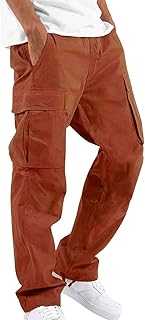 Cargo Trousers for Men UK Straight Leg Stretchy Drawstring Athletic Lounge Pants with Multi Pockets Daily Cargo Sweatpants Regular-fit Loungewear Cottoms Mens Formal Trousers Cargo Joggers