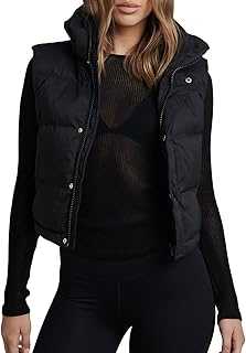 Kukeyiee Women's Padded Vest Lightweight Cropped Puffer Vest Quilted Padded Zip Up Sleeveless Jacket
