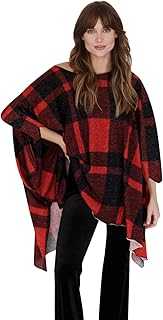 Sweatshirts for Women UK, Women's Vintage Plaid Knitted Poncho Shawl Cape Tops Blouse Sweatshirt Fashion Hoodies Teen Girls Casual Solid Color Pullover Jumpers Loose Thermal Tops Blouse for Ladies