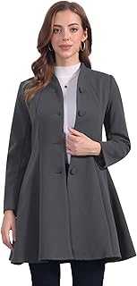 Allegra K Women's Single Breasted Long Sleeve Mid-Long Winter Coat