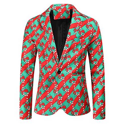 Rain Sports Christmas Fashion Casual Men's Single-Breasted Printed Suit Men's Coats 3 Piece Suit