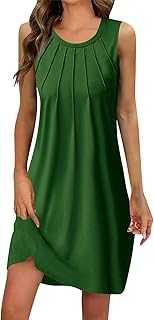 Summer Dresses for Women UK Petite, Dresses for Women 2025 Solid Sleeveless Sundresses Flowy Aline Dress Crewneck Summer Dresses with Pockets Evening Dresses for Women UK