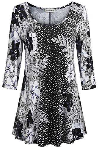 Nandashe Women V Neck Short Sleeve Basic Flare Tunic Tops Loose Plus Size Shirts