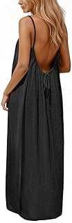 Backless Cami Dress for Women Summer 2026 Sleeveless Long Maxi Casual Sundress Ladies Flowy Open Back Lounge Dresses for Holiday Beach House Solid Color