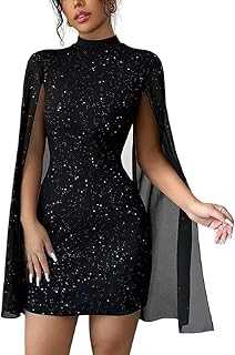 Womens Sexy Mini Dress High Neck Bodycon Short Dresses Slim Fit Long Sleeve Mesh Going Out Tight Dresses for Party Cocktail Night Out Club