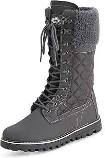 Polar Womens Faux Fur Warm Thermal Waterproof Outdoor Walking Snow Winter Rubber Sole Calf Boots - Grey/Grey Shearling - UK7/EU40 - YC0602