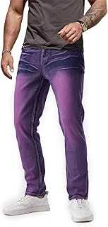 ZEESEN Jeans for Men Stretch Slim Fit Denim Comfort Flex Waist Colored Pants Strechy Regular Fit Tapered Leg