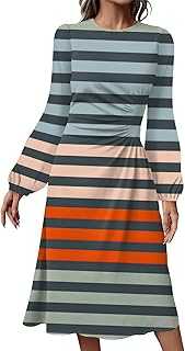 DIYIOUZHOU 2025 Spring Women Fashion Dresses Mid-Length Dress A-Line V Neck Long Sleeve Ruffly Flowy Cocktail Wedding Guest