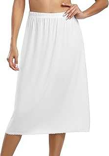 Vlazom Women's Half Slips Elegant Lace Petticoats Soft Modal Waist Slips Long Underskirt for Under Dresses Skirts Size UK 6-24