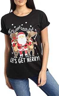 Fashion Star Women Santa Gifts Snowflakes Xmas Baggy T Shirt