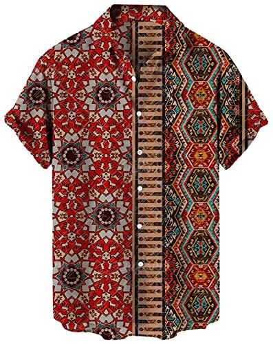 EMAOR Mens Stylish Floral Long Sleeve Shirt & Short Sleeve Shirt