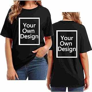 Personalised T Shirts for Women Plus Size Summer Tops Custom Print T Shirt Front and Back Create Your Own T Shirt Personalised Text and Image T Shirt Casual T Shirts Sale Clearance