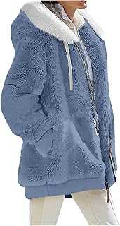 BTBDYDH Flannel Jacket Women's Winter Coats Zip Up Hooded Coats Shaggy Fleece Warm Jacket Fuzzy Thick Sherpa Lined Tops Outwear with Pockets Corduroy Jacket Women Faux Fur Coat Sherpa Jacket Women