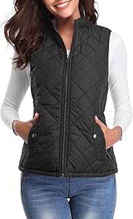 fuinloth Women's Quilted Gilet, Lightweight Body Warmer Padded Outdoor Vest Sleeveless Jacket