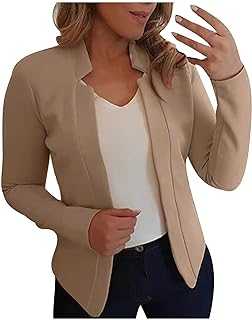 FunAloe Long Sleeve Open Front Formal Cardigan Outerwear Womens Blazers Size 16 Pink Blazer Workwear Pink Jacket Ladies Casual White Jacket Women Solid Color Slim Lapel Work Office Top Summer Jacket