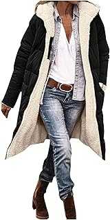 Winter Coats for Women UK Soft Fleece Lined Longline Hooded Windproof Puffer Jacket Fashion Double Faced Plus Size Warm Overcoat Ladies Cold Weather Padded Down Coat Outerwear
