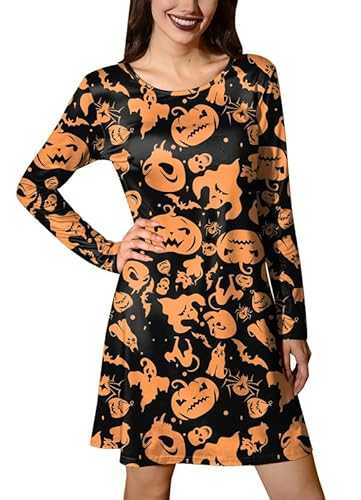 For G and PL Halloween Womens Long Sleeve Skeleton Fancy Dress Pumpkin Costume XS-XXL