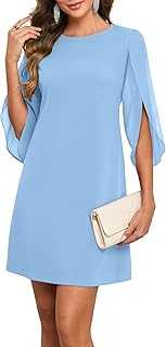 MISSJOY Women's 2025 Flutter Sleeve Cocktail Dress Crew Neck Chiffon Formal Wedding Guest Party Dresses