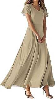 Casual Summer Dresses for Women V Neck Elegant Short Sleeve Maxi Dress Floral High Waist Summer Dresses for Women 2025