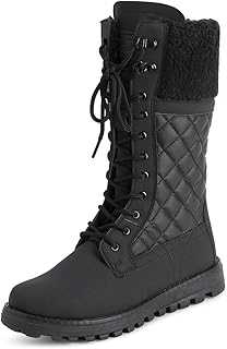 Polar Womens Faux Fur Warm Thermal Waterproof Outdoor Walking Snow Winter Rubber Sole Calf Boots - Black Leather Mono - UK6/EU39 - YC0603
