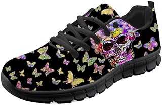 HUGS IDEA Skull Pattern Lightweight Sport Trainers Lightweight Running Walking Shoes
