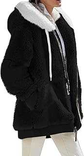 Winter Coats for Women Uk Plus Size, Womens Fleece Jackets Full Zip Holiday Pop Trench Coat Ladies Plus Size Long Sleeve Working Zip Up Parka Womans Solid Color Fit Hooded Soft