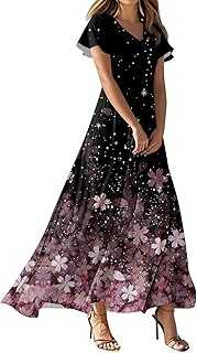 HKUOPW Dresses for Women 2025 Casual Spring Chiffon High Waist Short Sleeve Wedding Guest Dresses for Women