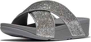 Women's Lulu Crinkled-Shimmer Cross Slides Sandal