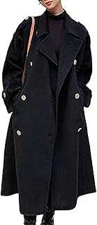 SOMTHRON Women's Winter Trench Coat Wool Blend Double Breasted Notched Lapel Long Sleeve Jacket Pea Coat Overcoat