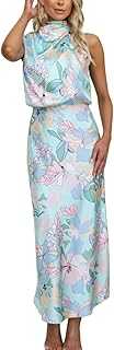 jieGorge Strawberry Dress Women's Sleeveless Lace Printed Satin Dress with Thin Temperament Petite Sexy Dress UK Size