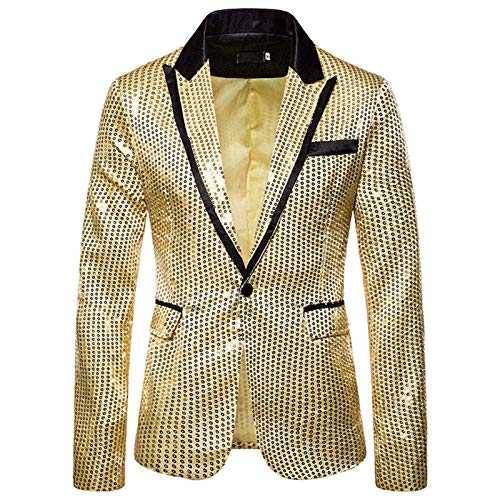 Men's Shiny Sequin Blazer, Gold Sparkle Suit Jacket, Slim Fit Tuxedo for Wedding, Festive Party Blazer, Glittering Disco Coat, Men's Fashion Prom Wear, Eye-Catching Event Blazer