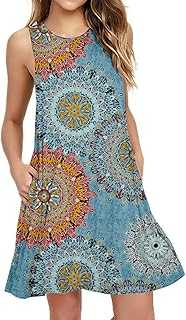PCEAIIH Women's Sleeveless/Long Sleeve Pockets Casual Swing T-Shirt Summer Dress