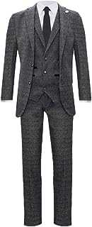 Men's Classic 3 Piece Herringbone Authentic 1920s Blinders Tailored Tweed Suit