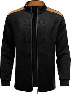 YOUTHUP Men's Lightweight Jacquard Jacket Casual Bomber Varsity Coat Zip-up Outwear