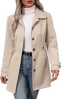 Trench Coat for Womens Single Breasted Coats Elegant Lapel Collar Peacoat Winter Slim Fit Windbreaker Solid Trenchcoat Outwear