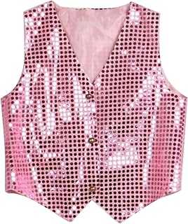 Costume Vest Glitter Unisex Colorful Sleeveless Sequin Vest Dark Running Top Women