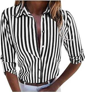 Beautiful Shirts Women's Summer Blouse Top for Women O-Neck Street Occasional Fashion Blouse Women's Shirts Shirt Tops Striped