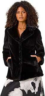 Roman Originals Women Faux Fur Coat - Ladies Jackets Teddy Bear Plush Casual Soft Fluffy Textured Oversized Warm Cosy Autumn Winter Flattering