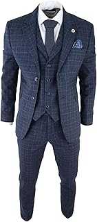 Mens Herringbone Tweed 3 Piece Suit Blue Classic Vintage Tailored Wedding Blinders