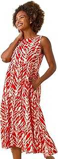 Roman Originals Sleeveless Smock Dress for Women UK - Ladies Everyday Holiday Spring Summer Round Neckline Comfy Soft Evening Vacation Work Party