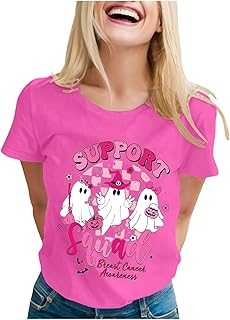 International Breast Cancer Awareness Month Printed T Shirt Top 2 Ladies Glitter Top, Hot Pink, M