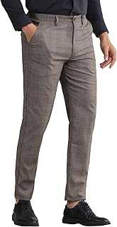 Lars Amadeus Plaid Dress Pants for Men's Straight Fit Flat Front Office Checked Pattern Trousers