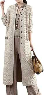HGJH Women's Long Cardigans,Elegant Oversized Button Open Front Coat Loose Cable Knit Cardigan Sweater Casual Transition Jacket Kimono Cardigan Coat Outwear Autumn Winter
